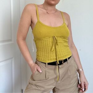 Sweater Knit Textured Cami with Tie Front Detail